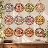 (Monthly Wreath)DIY Diamond Painting Acrylic Hanging Ornament, Double-Sided Printed Door Decoration,Pearl & Special Shaped Drill Art Home Decor