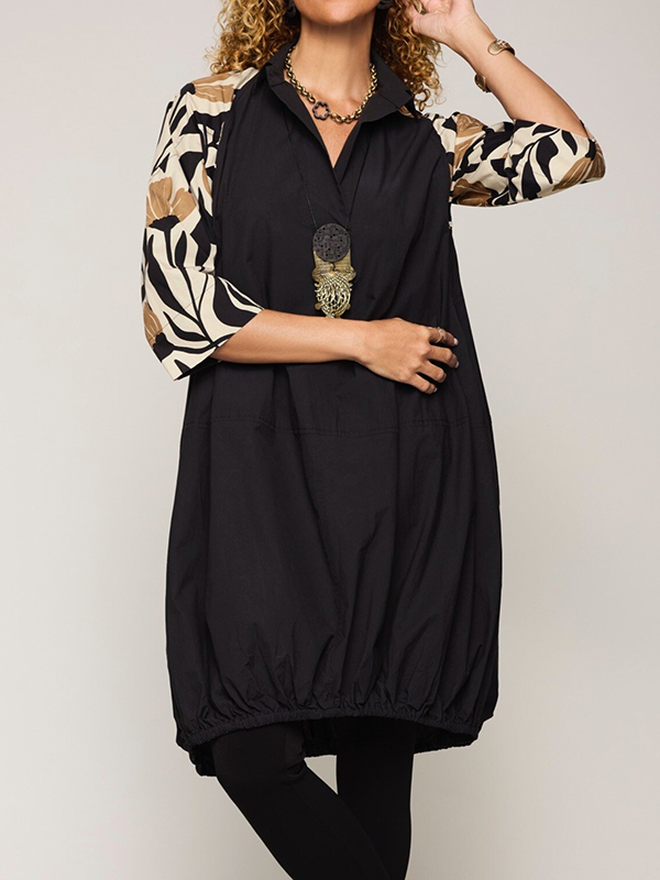 Floral Pattern V Neck On-seam Pocket Midi Dress
