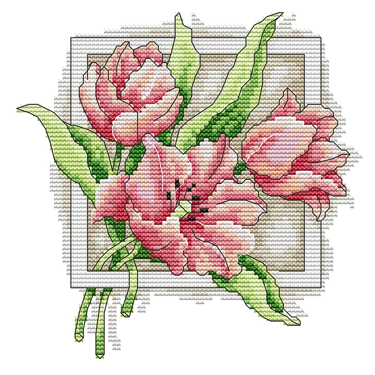 Joy Sunday Tulip 14CT Stamped/Counted Cross Stitch 21*21CM/8.27*8.27in