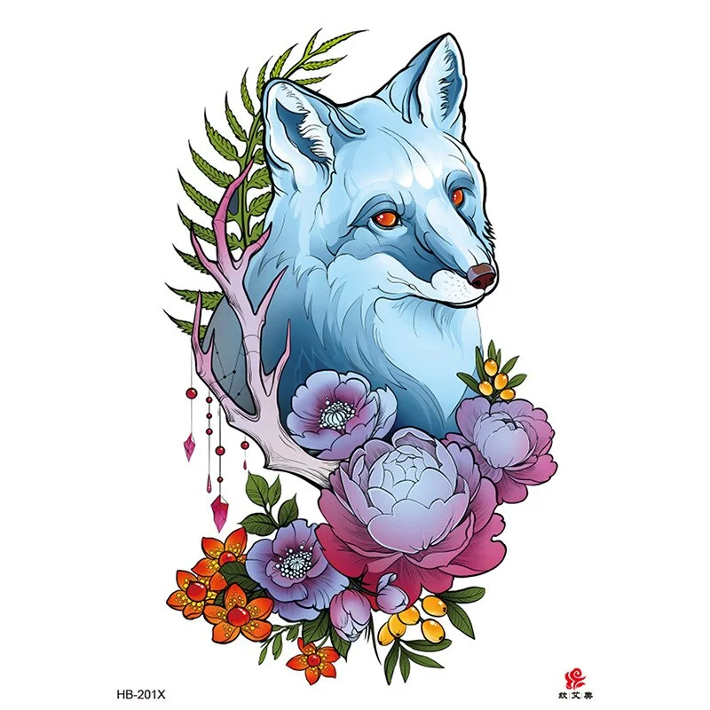 Sdrawing Forest Tattoo Sticker for Men Tiger Wolf Tattoo Death Skull Temporari Tattoo Skeleton Naked Girls Fake Tatoo for Women