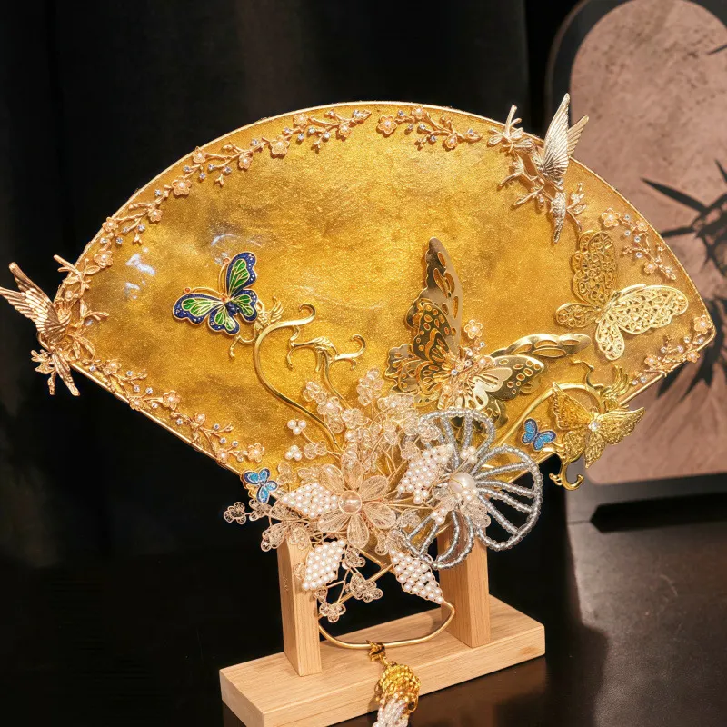 Hand Bouquet Chinese Bride Wedding Gift Scepter Round Fan