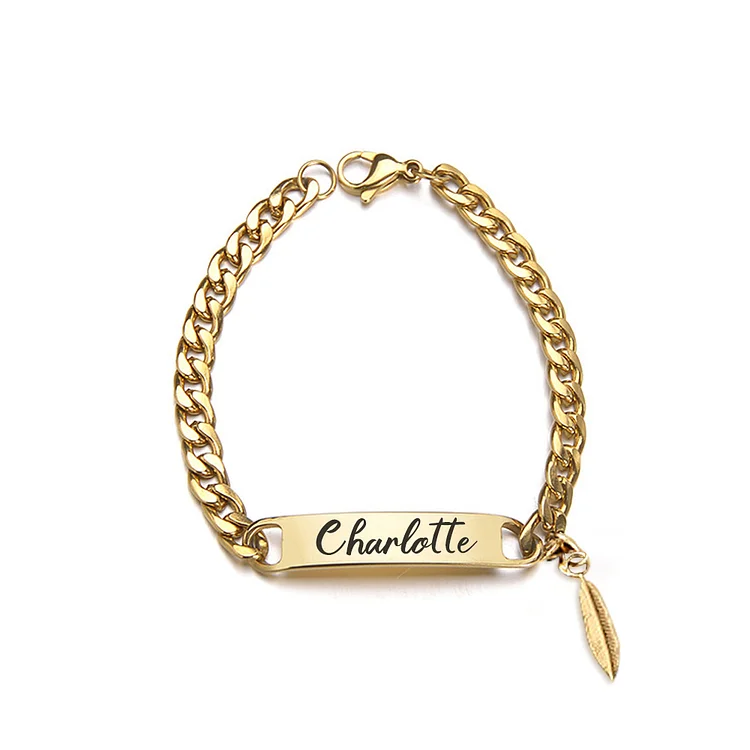 Personalized 1 Name Bracelet Leaf Bracelet Customized Child Bracelet Baby Gift