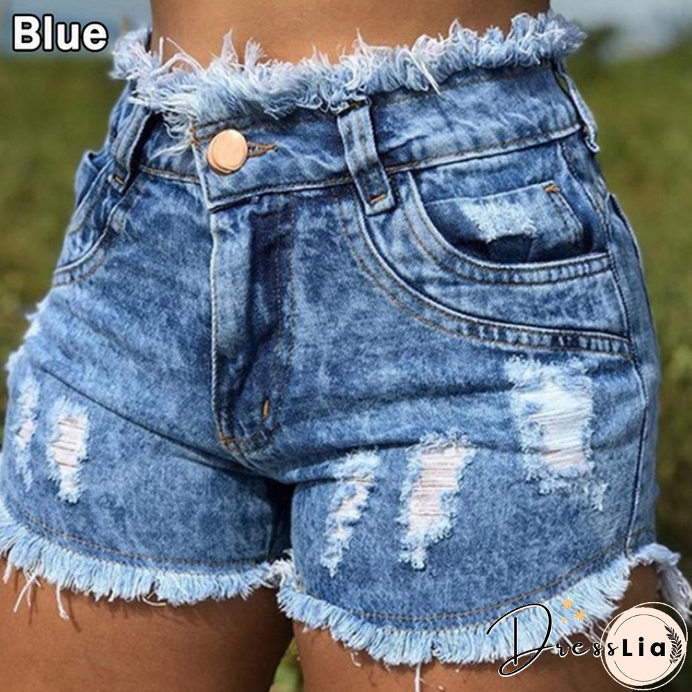 XXS Womens Fashion Summer Shorts jeans high waist skinny denim slim fit distressed casual