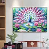 Paon étang de lotus - peinture diamant de forme spéciale - 40*30cm