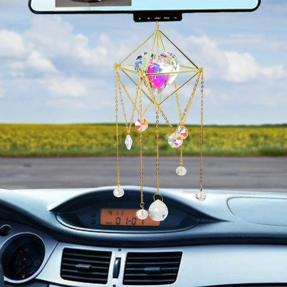 Crystal  Love Heart Hanging Metal Pendant Home Garden Car Decor