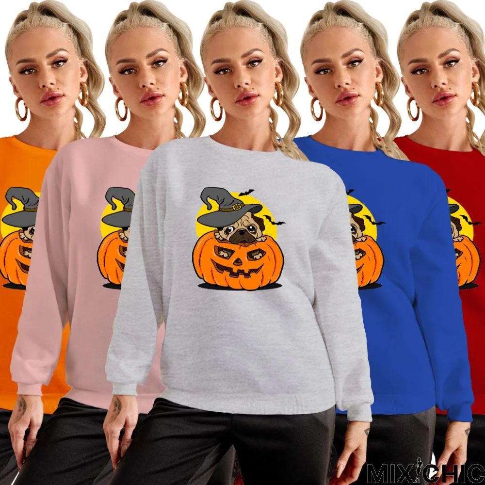 Pure Cotton Crewneck Sweatshirt Halloween Top