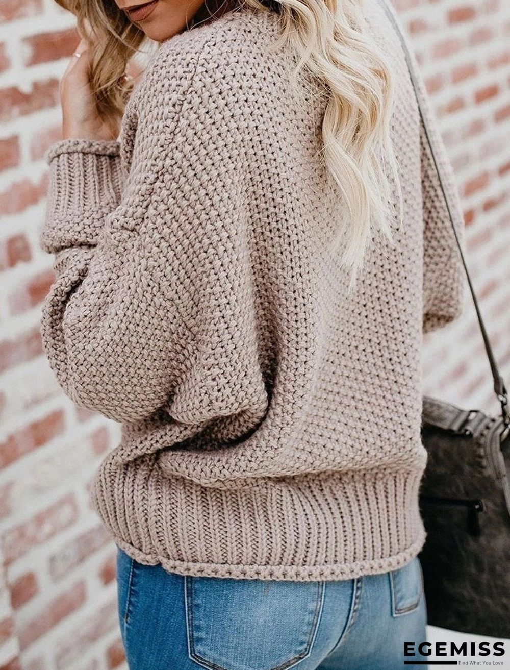 Autumn And Winter Loose Knit V-neck Pullover Sweater | EGEMISS