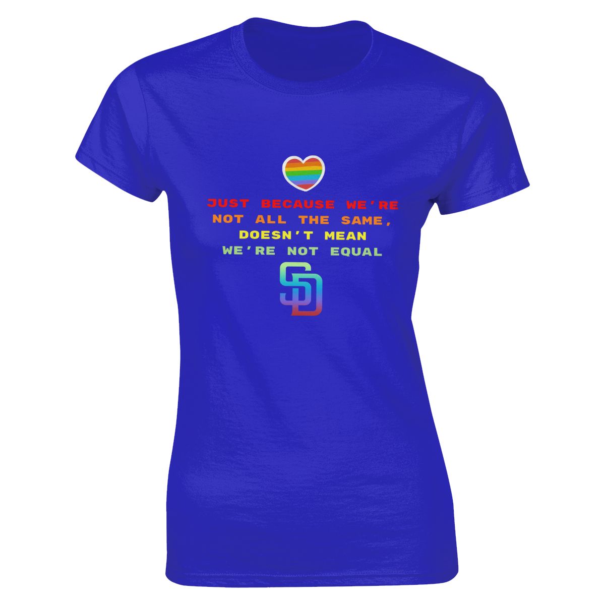 San Diego Padres Rainbow Awareness Raising Women's Crewneck T-Shirt