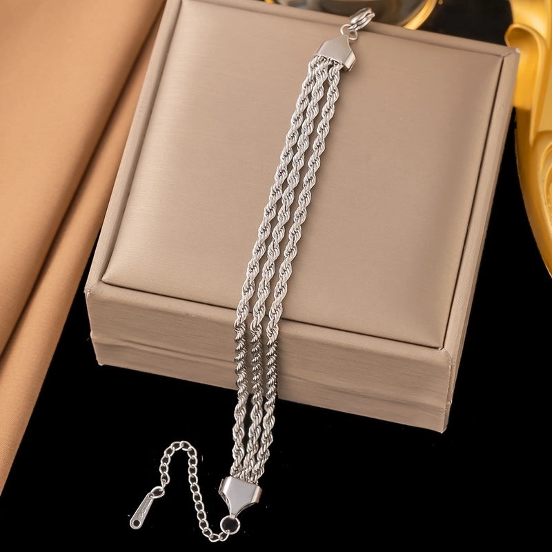 Basic Solid Color Titanium Steel Bracelets In Bulk