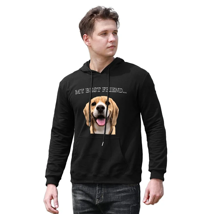 Men Hoodie Beagle My Best Friend Beagle Always Has My Back  customized, personalized, gift