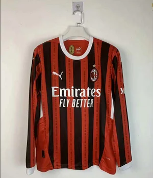 2024/2025 Long Sleeve AC Milan Home Soccer Jersey 1:1 Thai Quality