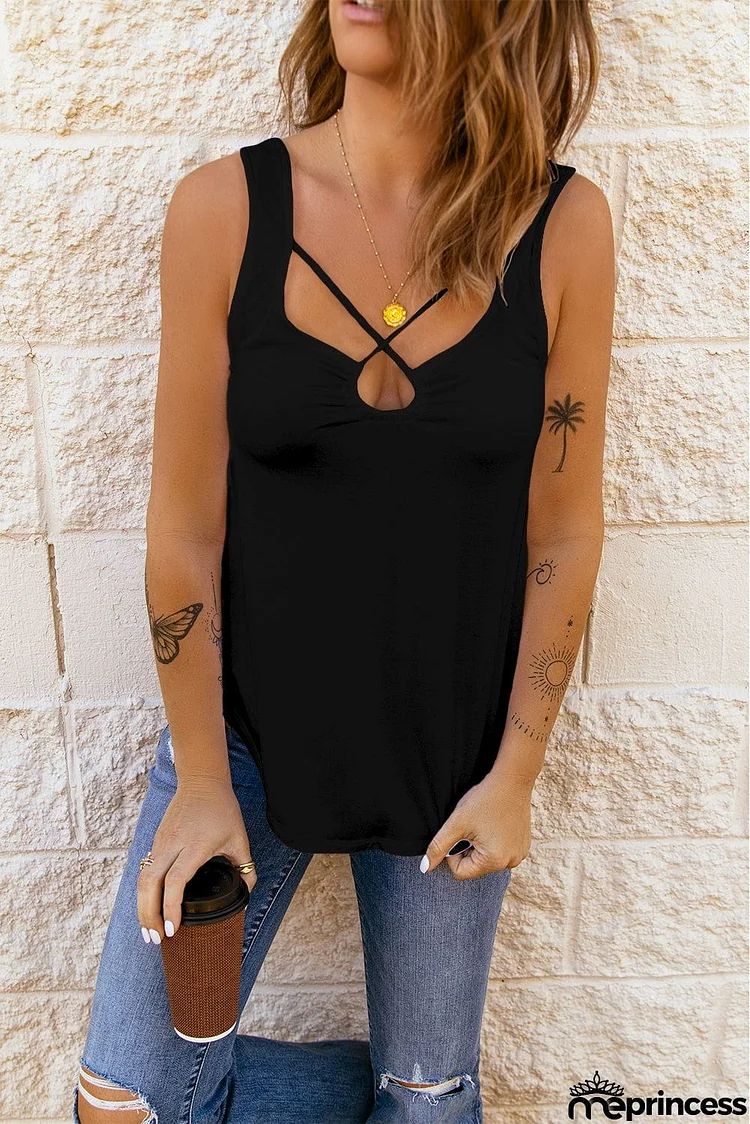 Black Criss Cross Tank Top