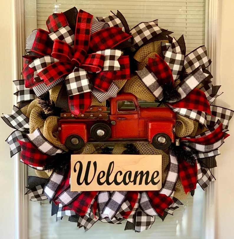 🌲Christmas Special Price🌲49% OFF🔥- Christmas Red Truck Wreath🚗