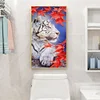 DIY Full Round Drill Diamond Painting white tiger Mosaic Rhinestone Art