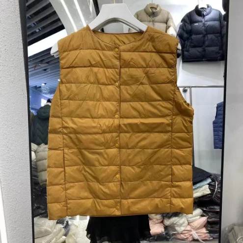 Woherb 2024 New Autumn And Winter Light Down Jacket Vest Female Warm Slim Inside The Vest Vest White Duck Velvet-Outfit Ideas