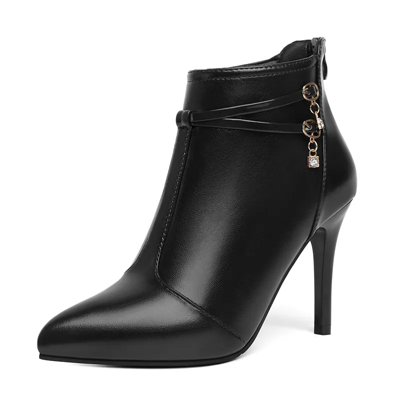 Breakj Breakj Fine-Heeled Temperament Female Boots 25 Autumn And Winter New High Heel Boots Pointed Short Boots Nude Boots Large Women's Shoes