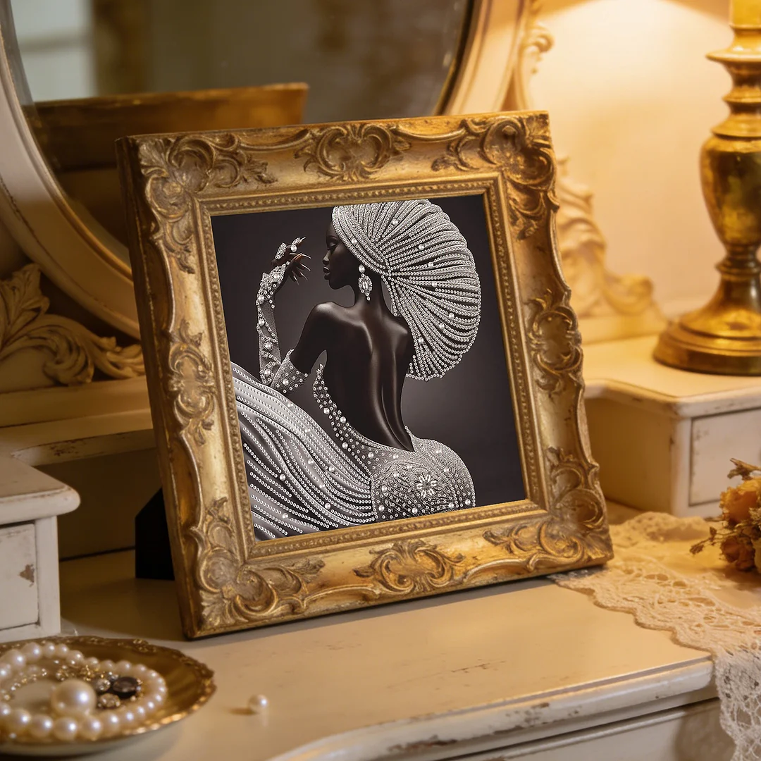 Diamond Painting - Partial Special Shaped Drill - Silver Crown Lady(Canvas|30x30cm)