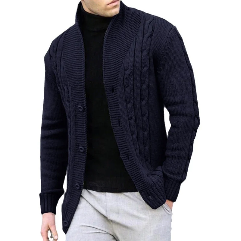 Wongn Wongn Men's Casual Sweater New Add Thick Warm Twist Cardigan Men's Autumn And Winter Sweater Coat