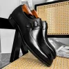 Stylish Men's Black Monk Dress Shoes