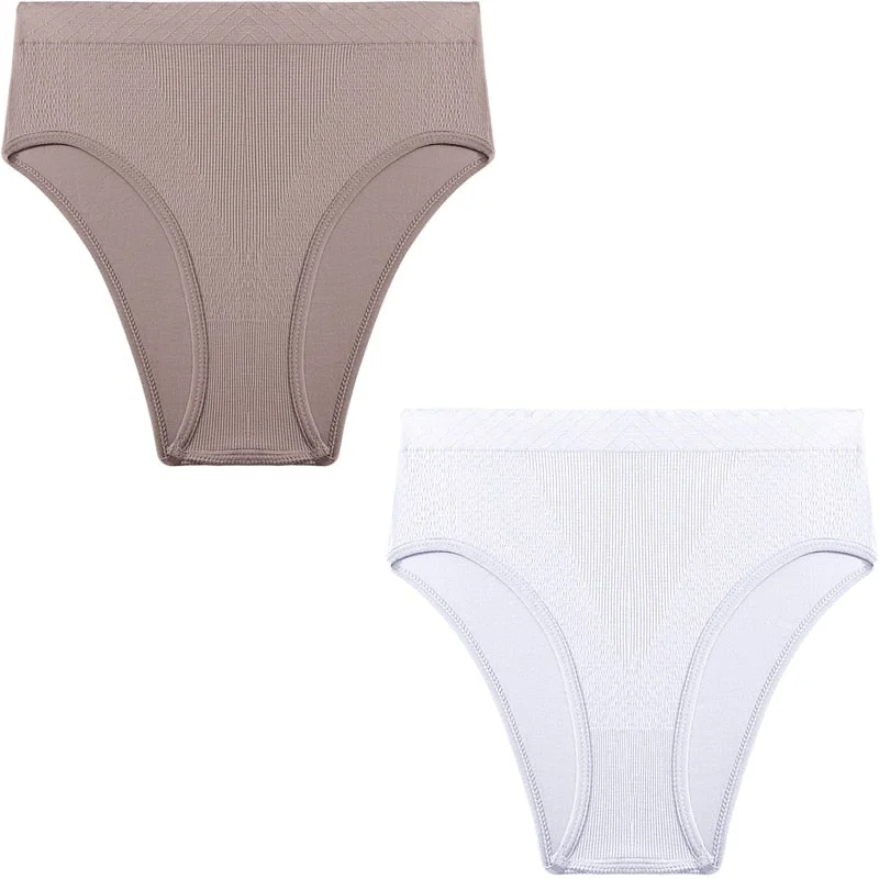 2PCS/Set Seamless Women's Panties Plus Size Underwear Women Briefs Lingeries Cotton Mid-Rise Underpants Panty Intimates