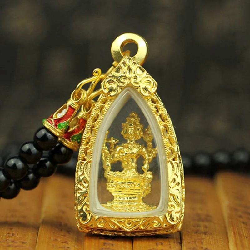 Buddha Obsidian Bead Balance Pendant Necklace