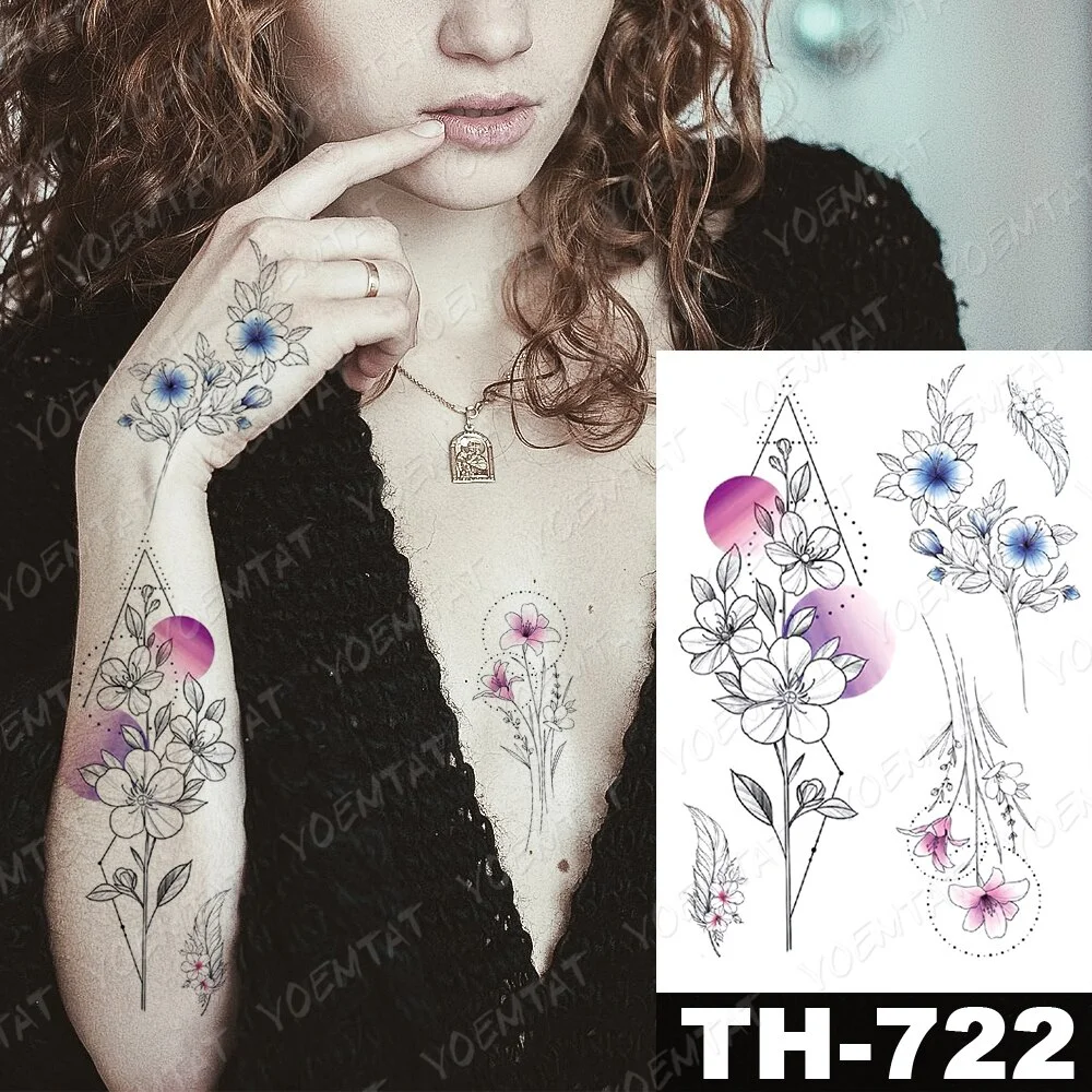Sdrawing Temporary Tattoo Stickers Wolf Tiger Leopard Lion Moon Feather Star Flash Tattoos Female Back Body Art Fake Tatoo