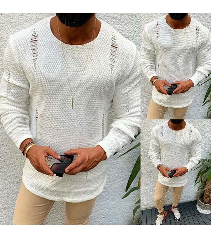 Men Fashion Round-neck Long Sleeve Sweater M-4XL