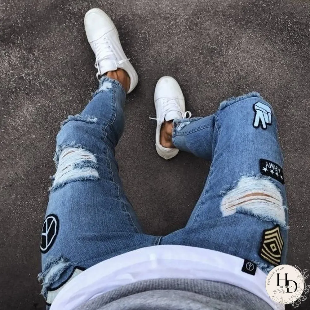 Fashion Ripped Hole Jeans Hh034