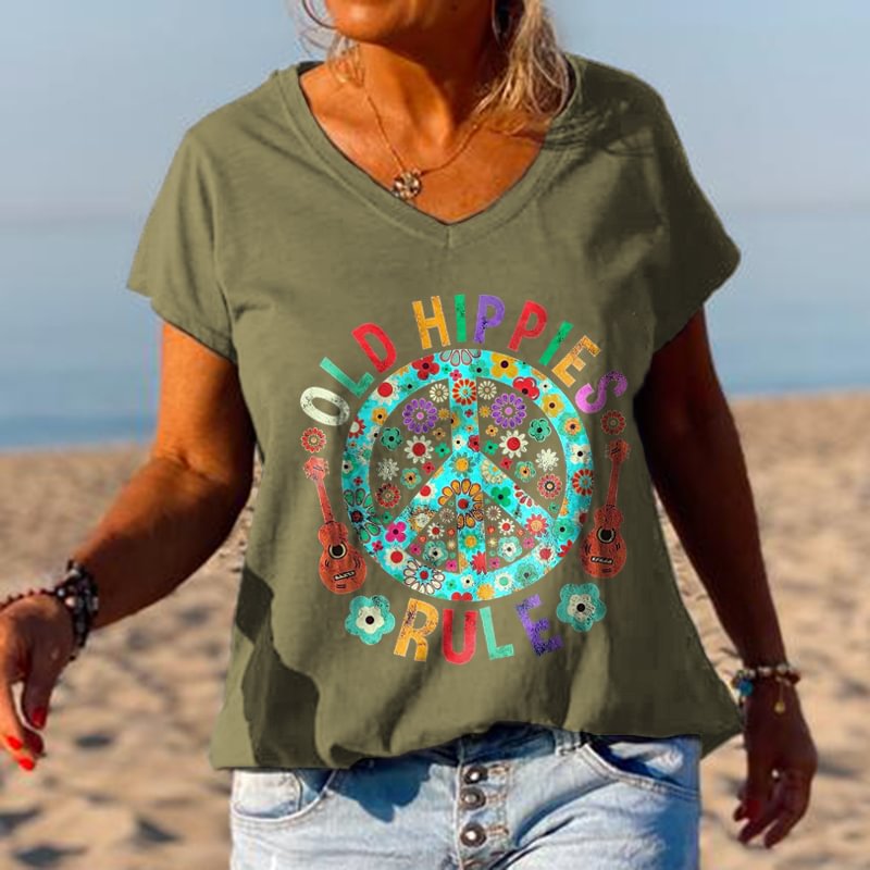 Old Hippies Rule Women Graphic Tees