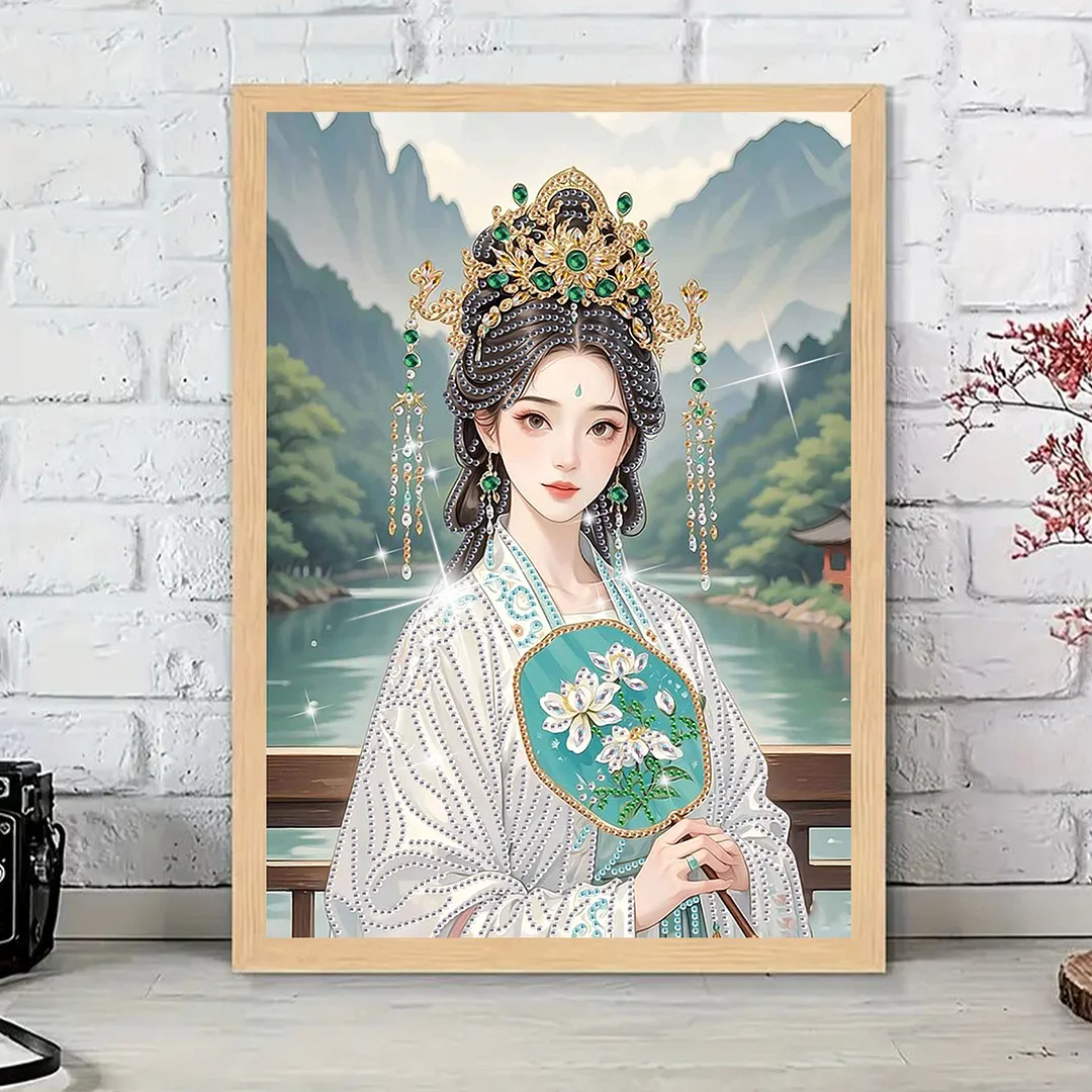 Diamond Painting - Partial Special Shaped Drill - Landscape Lady(Canvas|30x40cm)