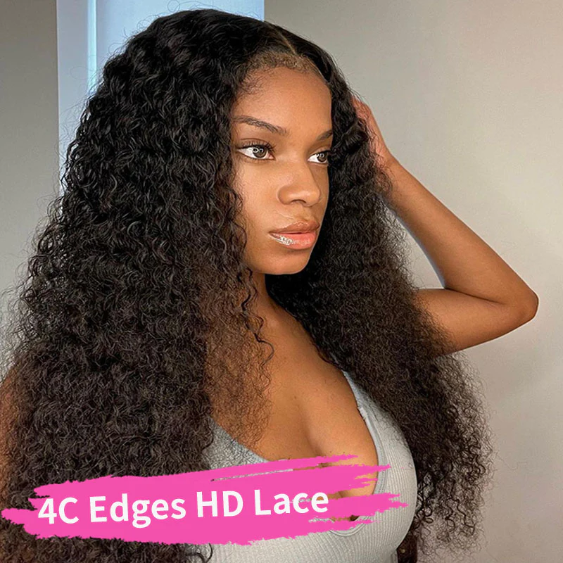 Realistic 4C Edges Deep Curly Wig | 13x4 HD Lace Frontal Wig| Afro-Inspired Natural Hairline