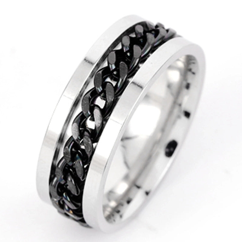 Fashion Stripe Titanium Steel Plating Unisex Rings Men Band Rings