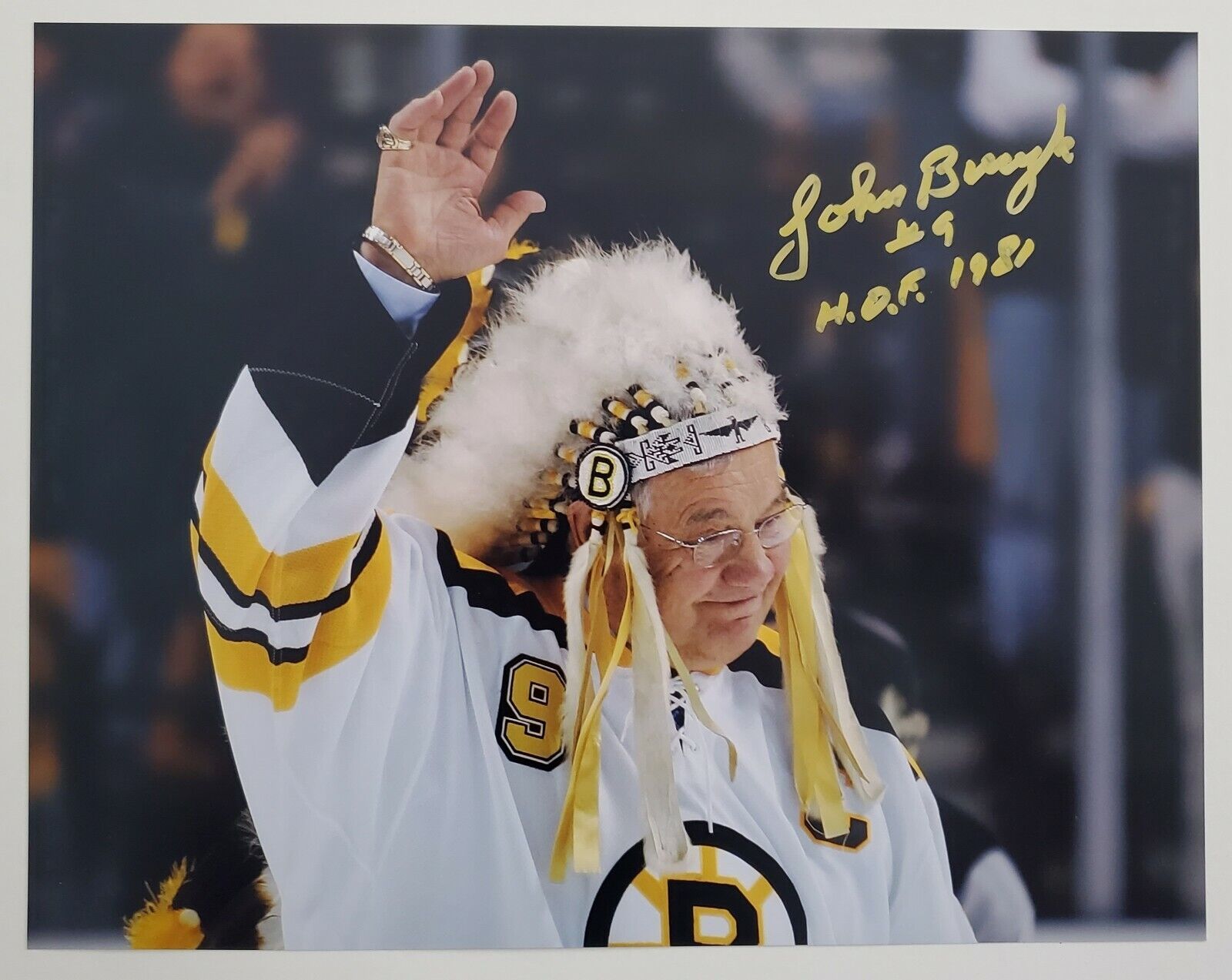 Johnny Bucyk Signed Boston Bruins 11x14 Photo Poster painting Stanley Cup NHL HOF 81 LEGEND RAD