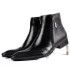 Mens Pointed Toe Ankle Leather Dress Boots