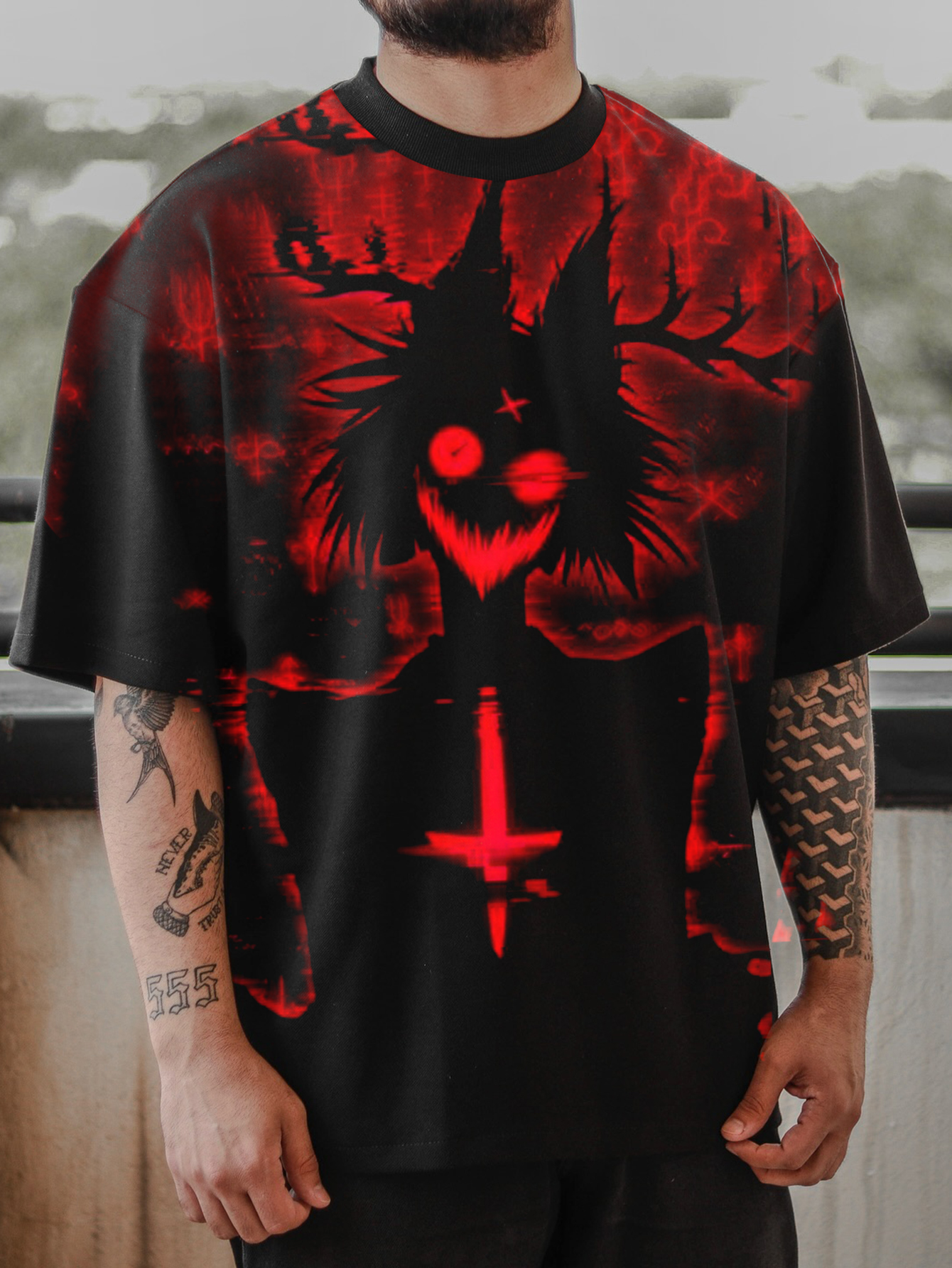 Oversized Unisex Devil Print Casual Tee / Rvogue / Rvogue