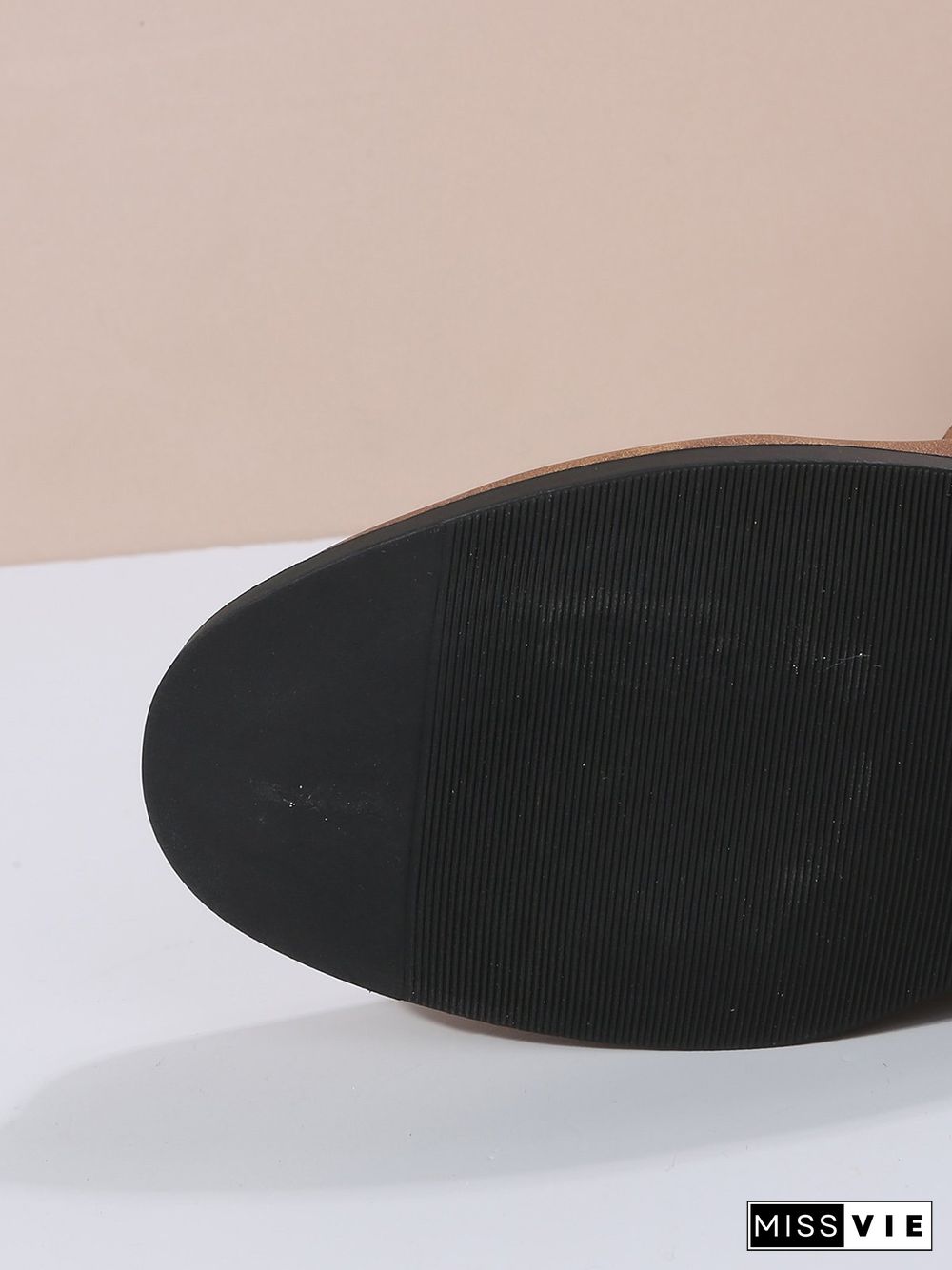 Ruched Buckle Casual Leather Booties