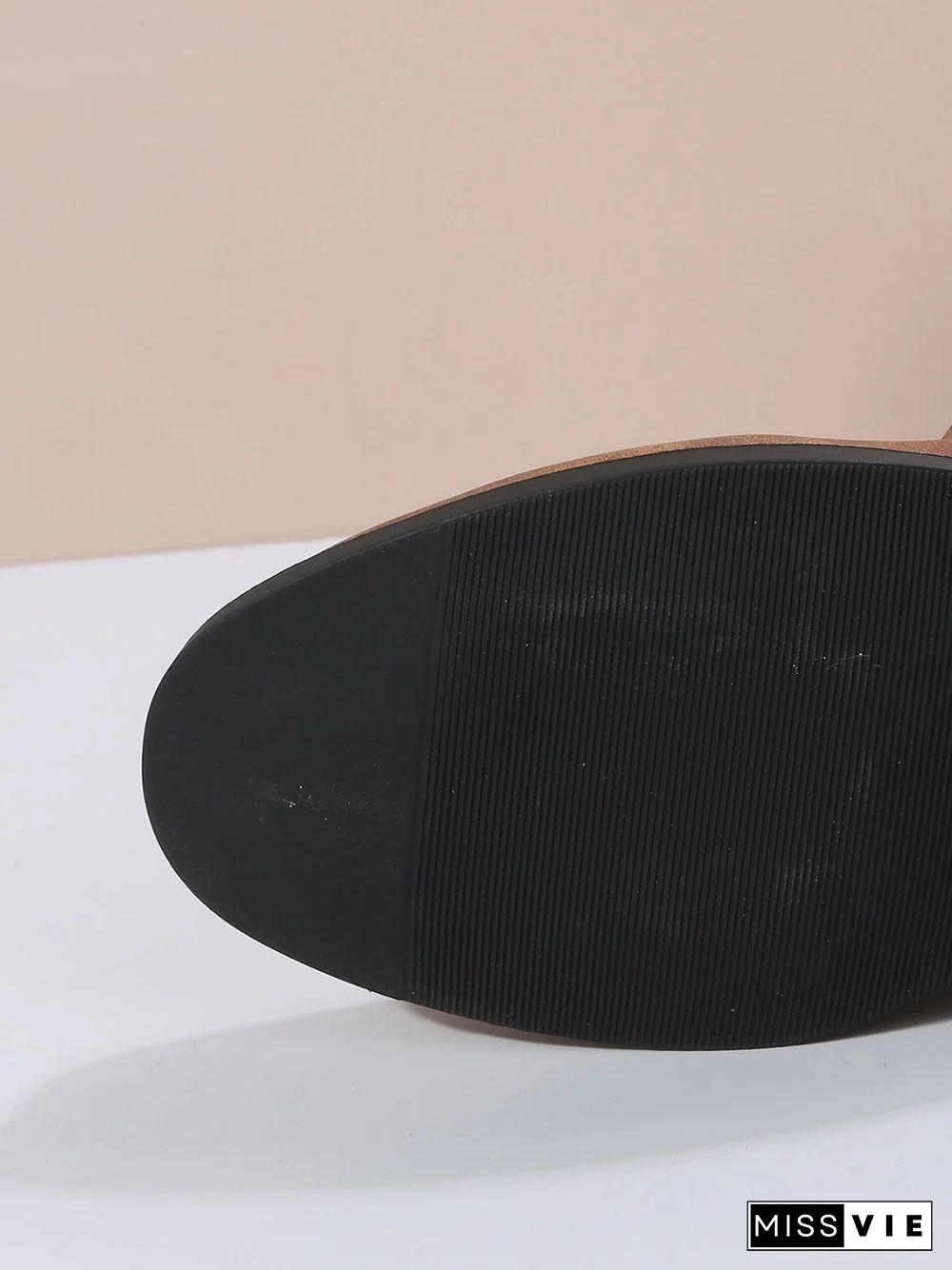 Ruched Buckle Casual Leather Booties