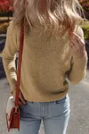 Women's Straw Yellow Brushed Cashmere Round Neck Casual Fitted Sweater