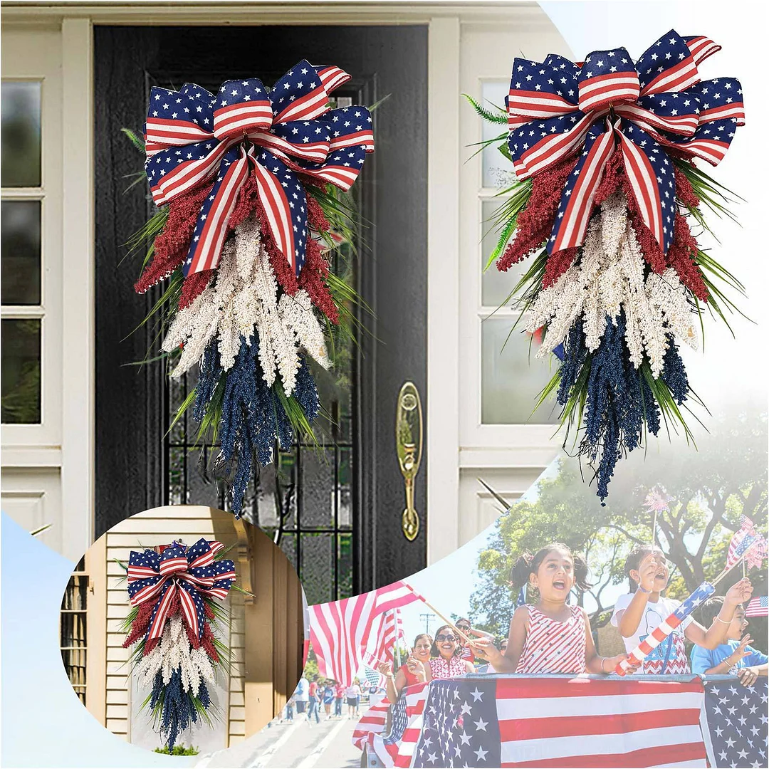 American National Day Independence Day Wheat Ears Upside Down Decorative Door Hanging Wreath