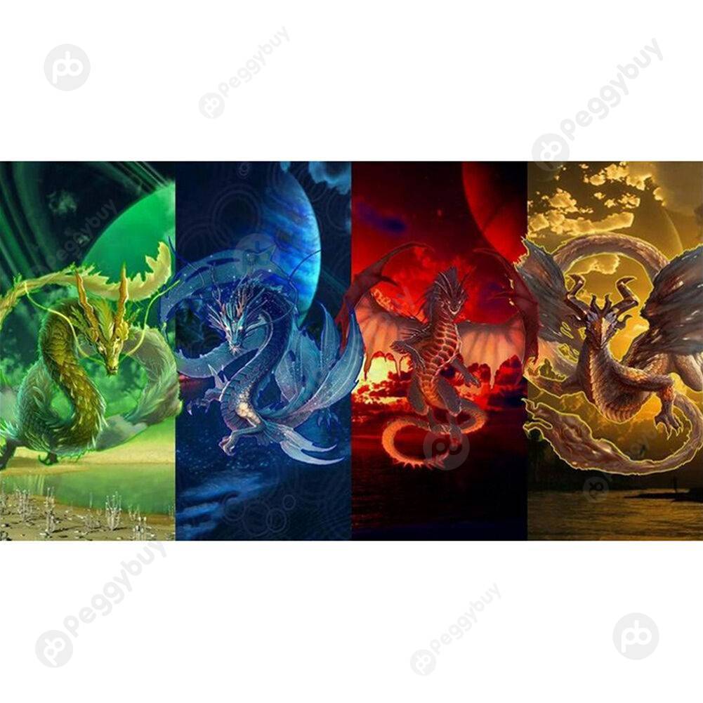 

Four Color Dragon - Round Drill Diamond Painting - 100*50CM (Big Size), 501 Original