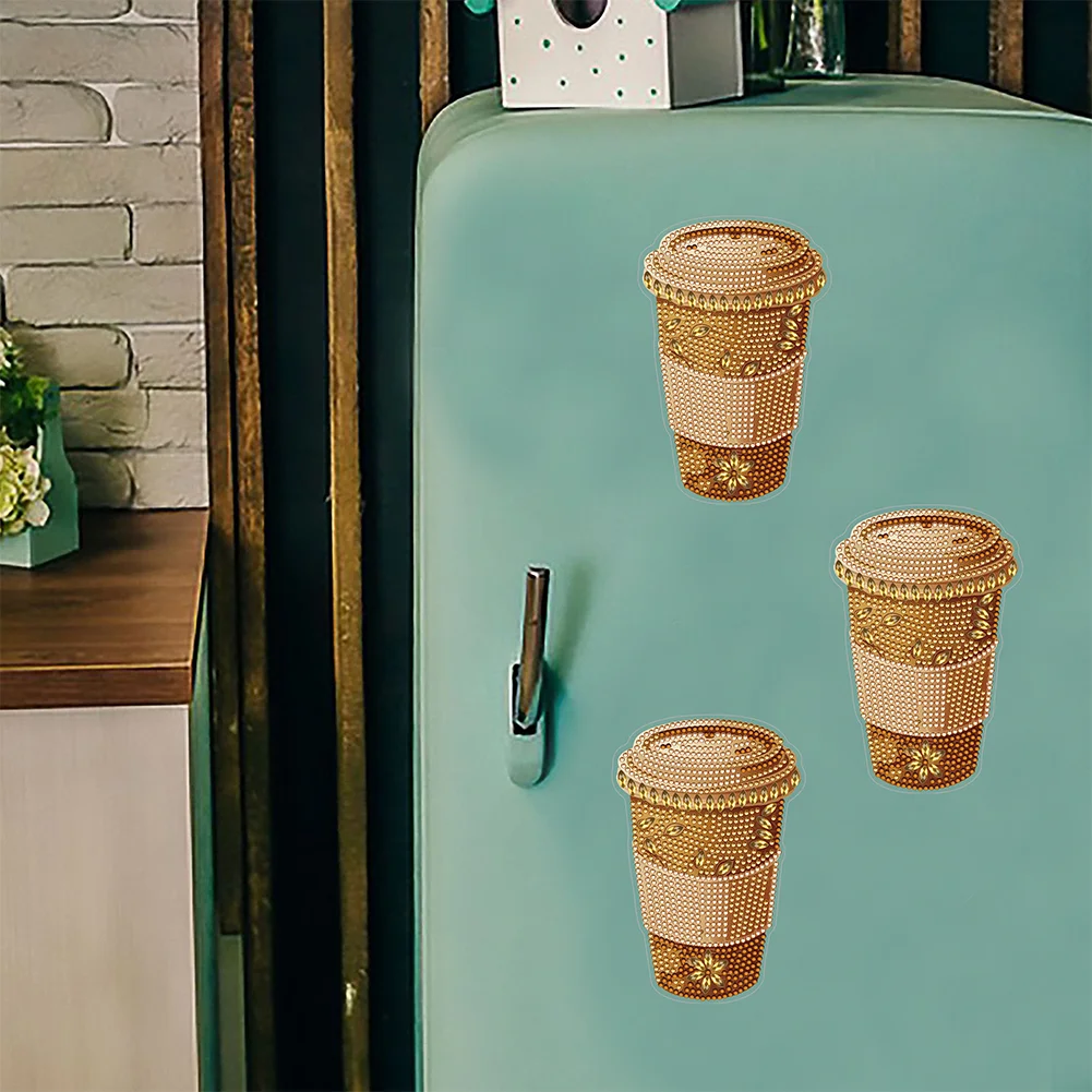1pcs DIY Coffee Cup Diamond Painting Magnets Refrigerator for Adults Kid Office Car Fridge