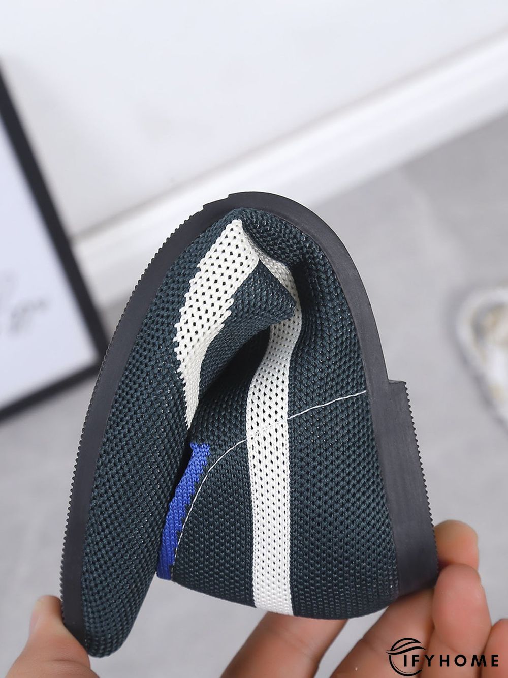 Trendy Knitted Color Contrast Pointed Toe Flats | IFYHOME