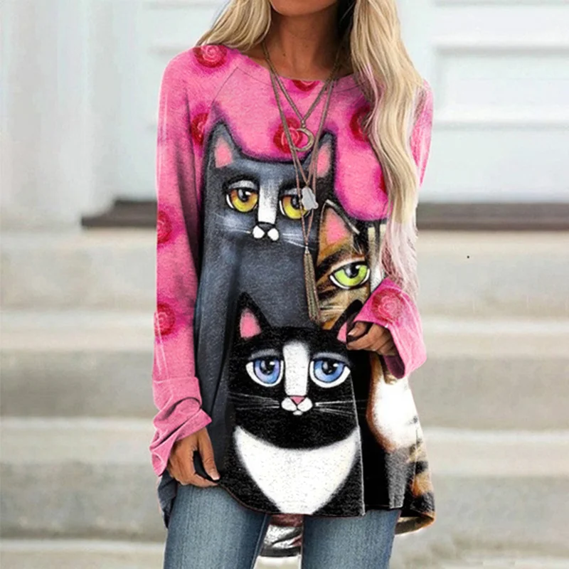 Cat Print Casual Tunic