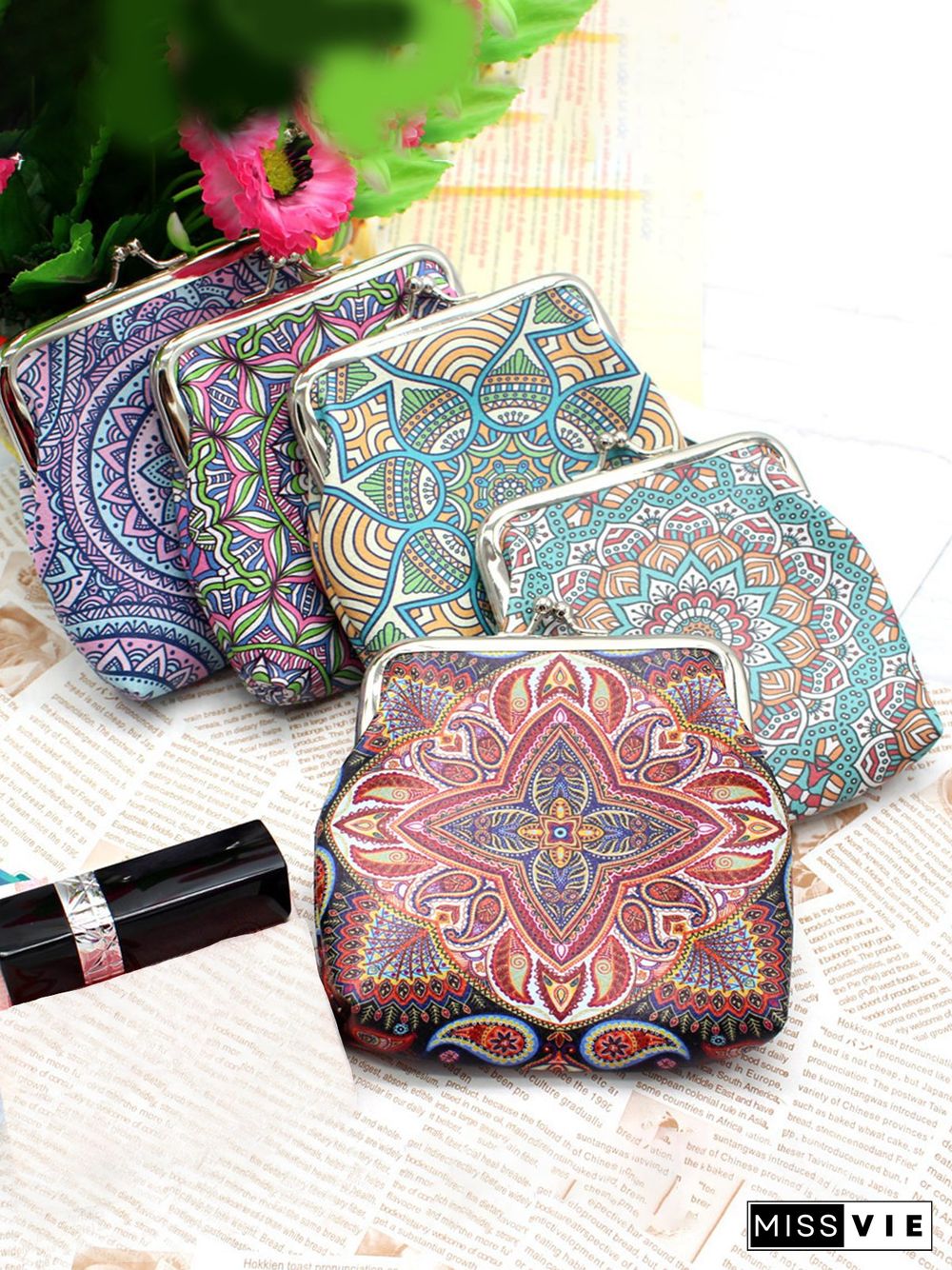 Ethnic Pattern Kiss Buckle Coin Purse Storage Bag