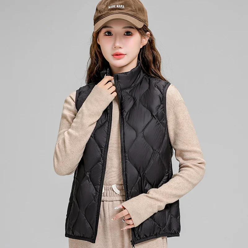 Toloer Autumn And Winter New Down Jacket Vest Female Short Stand Collar Casual Gourd Pressure Line Light Sleeveless Coat Coat-Outfit Ideas