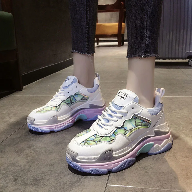 Women Sneakers Woman Comfort Female Chunky Sneakers 2021 Designers Platform Trainers Shoes Thick Sole Casual Daddy Shoes