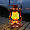 Solar Retro Kerosene Lamp Built-In Battery Light Courtyard Garden Decor (Copper)