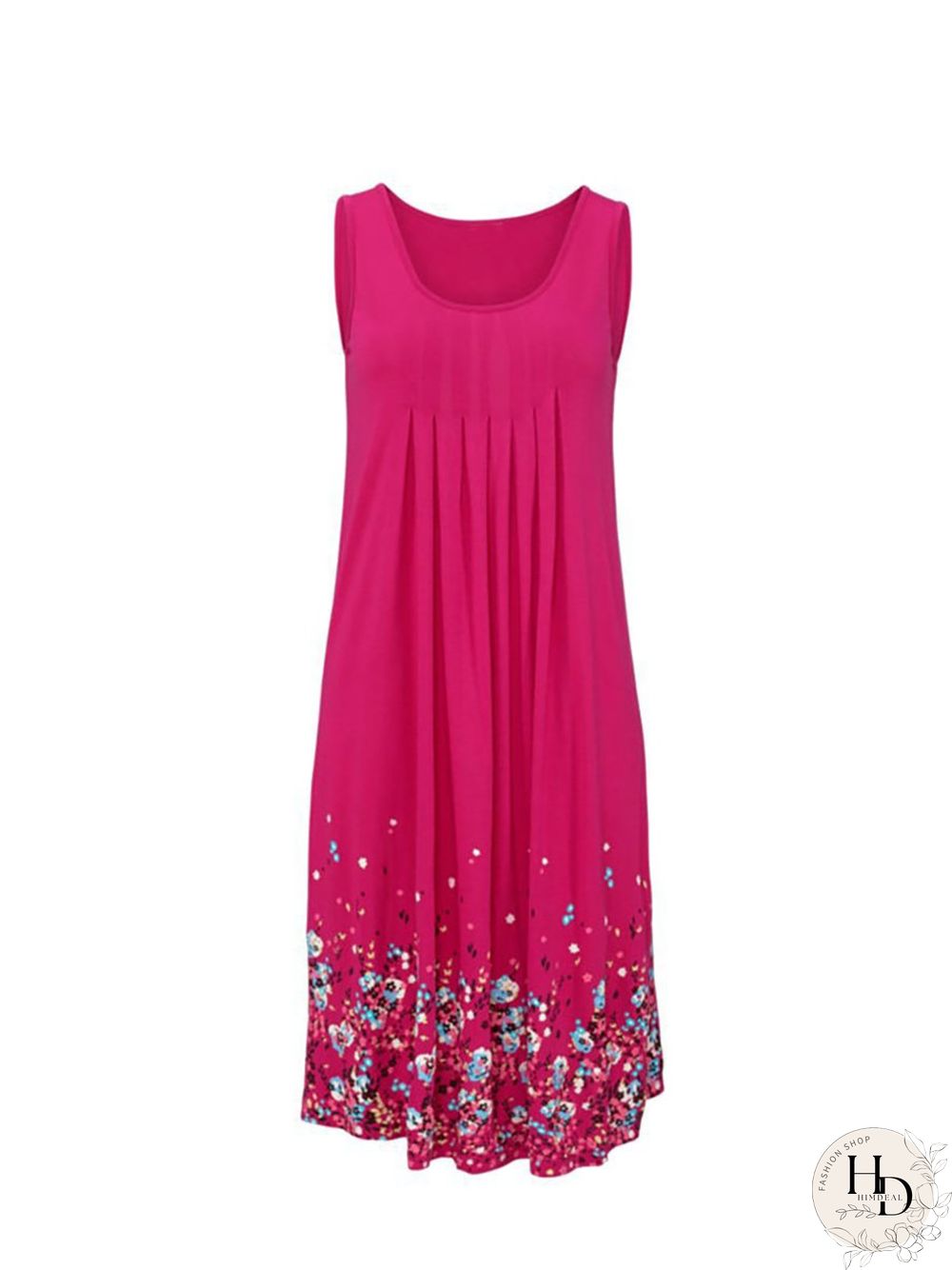 Casual Painted Sleeveless Crew Neck Casual Dresses