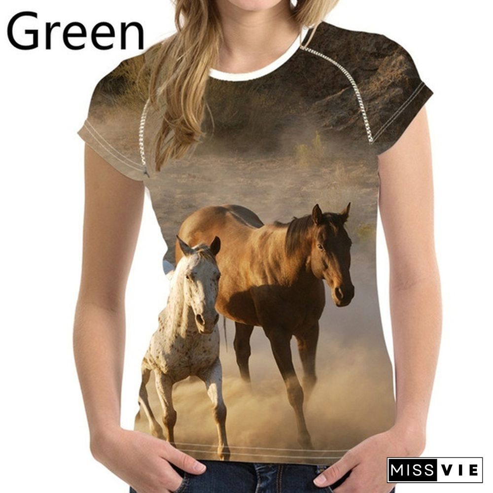 Crazy Horse T-shirts for Women Tees Shirt Harajuku Trendy Tops Tshirts Ladies Short Sleeve Tees Slim T-shirt