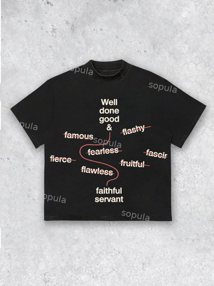 Fun Life Slogan Round Neck T-shirt - SOPULA